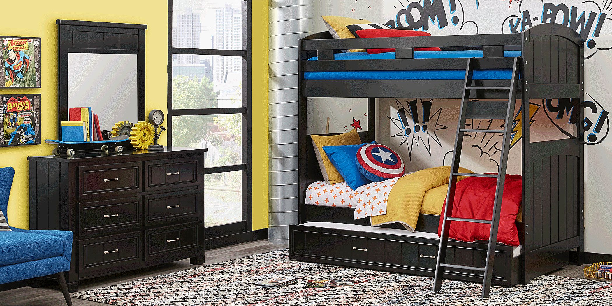 Rooms To Go Kids Cottage Colors Black Twin/Twin Bunk Bed